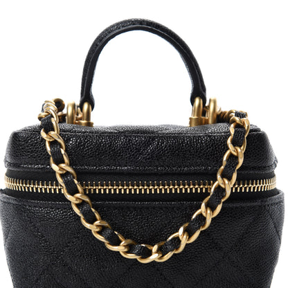 Chanel Caviar Quilted Mini Top Handle Vanity With Chain Black 10 of 11