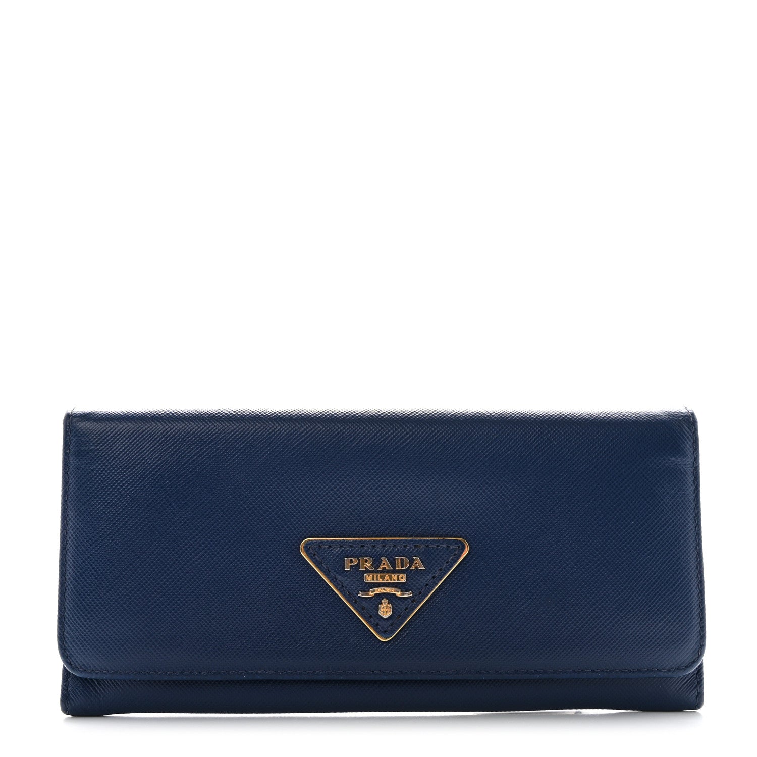Prada Saffiano Triangle Continental Flap Wallet Bleuette 1 of 6