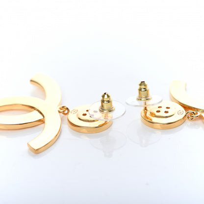 Chanel Metal Large Paris Button Earrings Gold 3 of 5