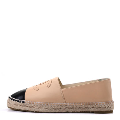 Chanel Lambskin CC Espadrilles 40 Beige Black 1 of 9