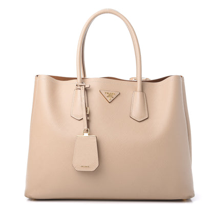 Prada Saffiano Cuir Medium Double Bag Sabbia 1 of 15