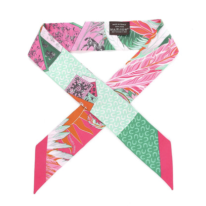 Hermes Silk Cheval Phoenix Twilly Fuchsia Vert Rose 1 of 5