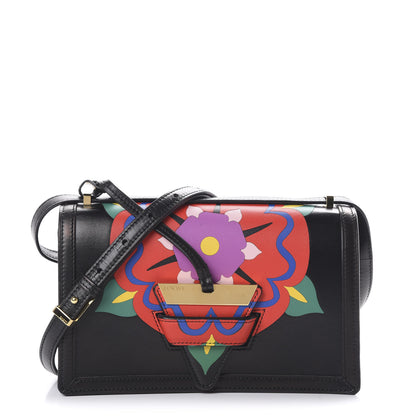 Loewe Calfskin Floral Print Small Barcelona Shoulder Bag Black 1 of 13