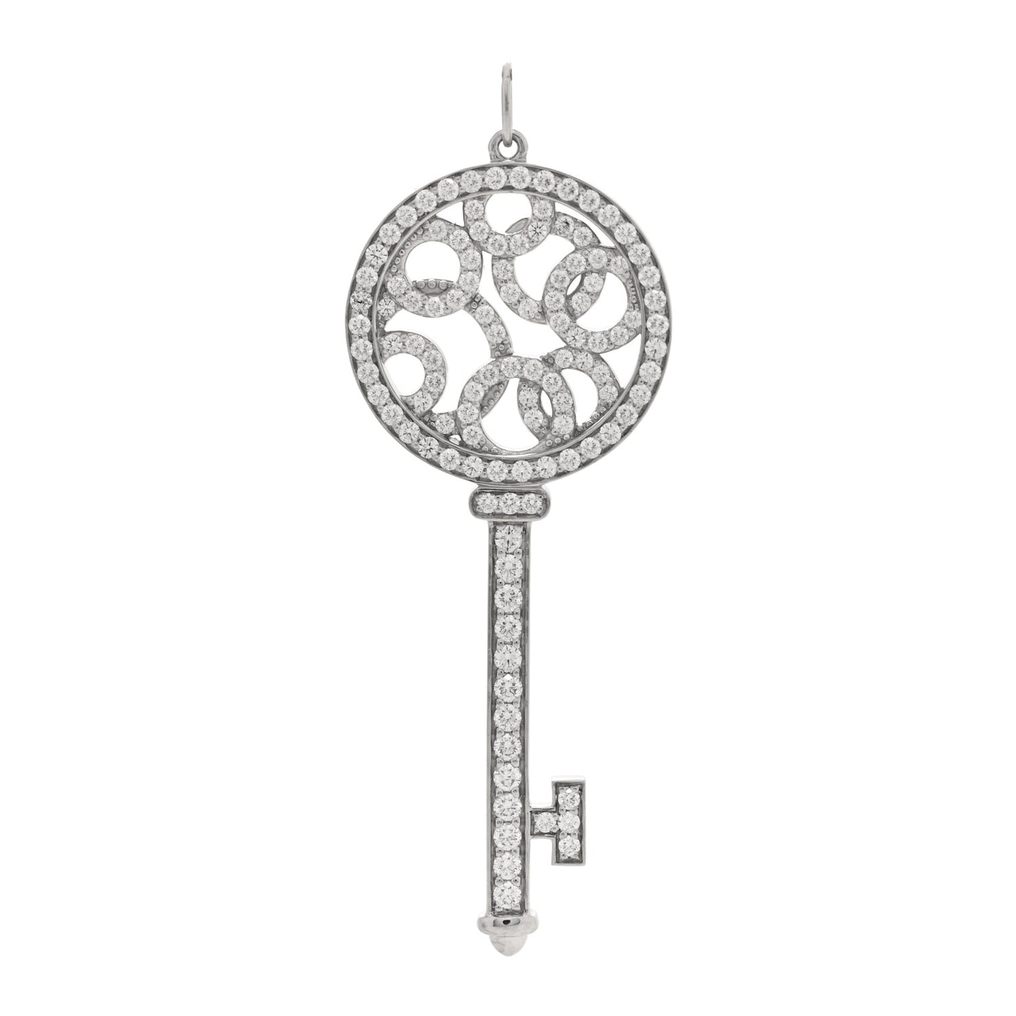 Platinum Diamond Bubbles Key Pendant