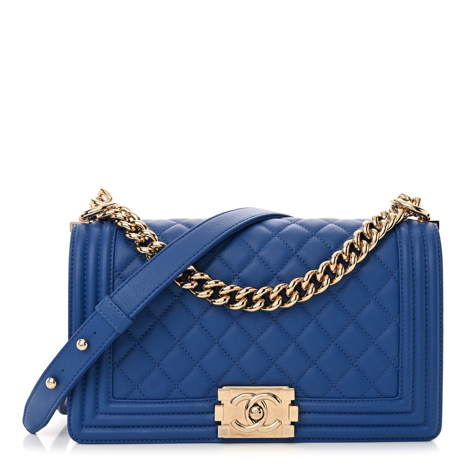 Chanel Calfskin Quilted Medium Boy Flap Blue 1 of 13