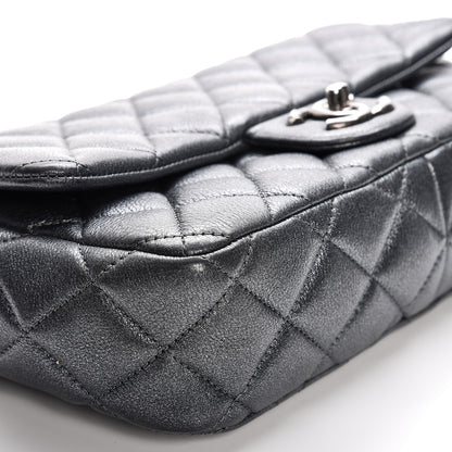 Chanel Metallic Calfskin Quilted Medium CC Eyelet Flap Dark Silver 9 of 13