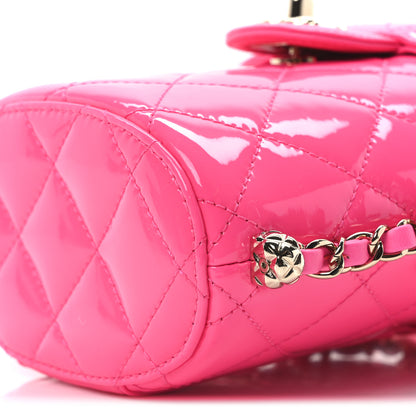 Chanel Patent Quilted CC Vani-Tea Case With Chain Neon Pink 10 of 10