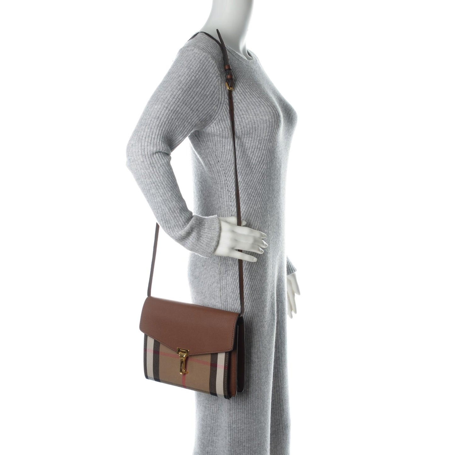 Derby Calfskin House Check Small Macken Crossbody Bag Tan