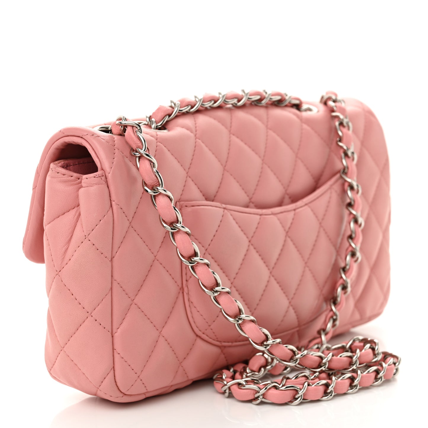 Lambskin Quilted East West Flap Pink