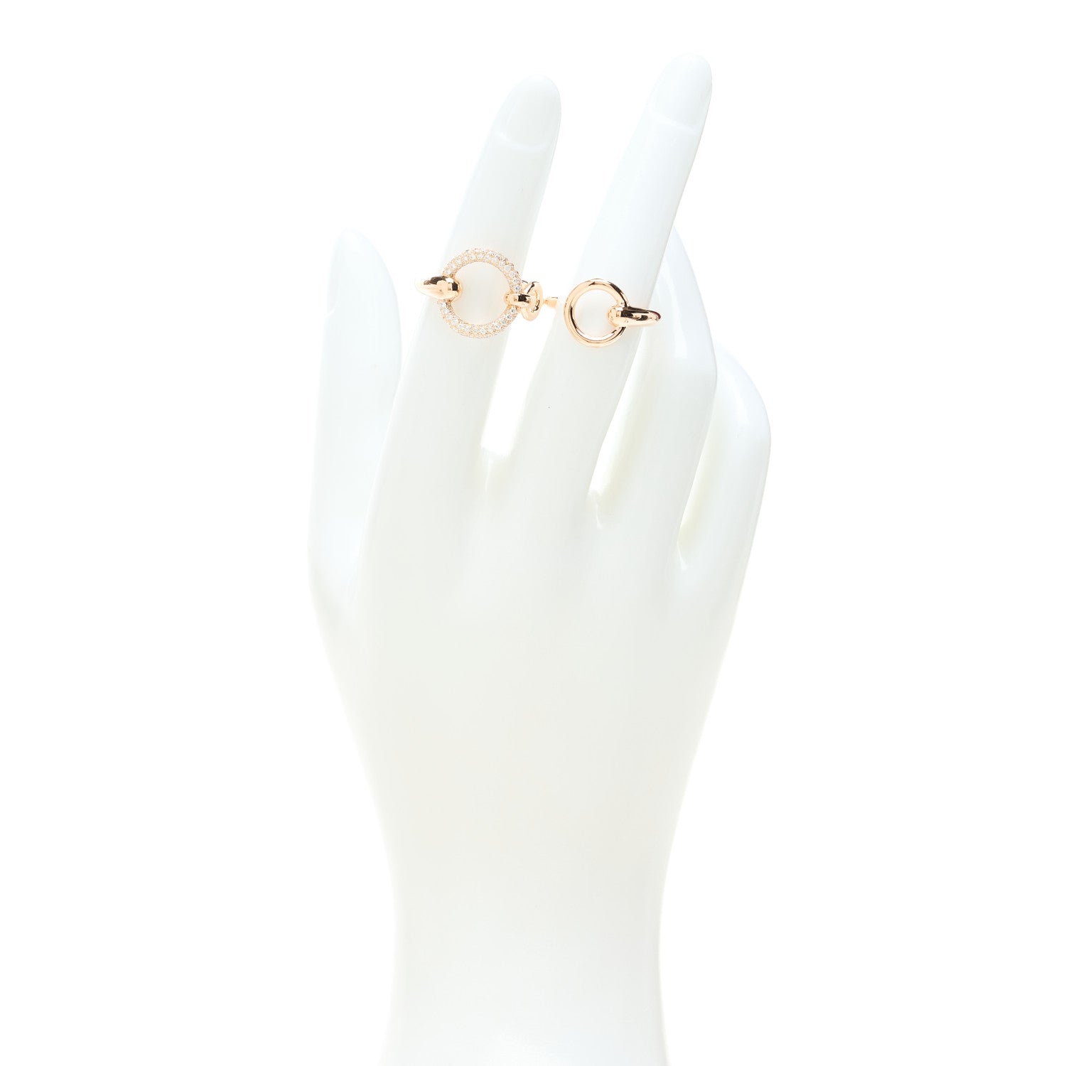 Hermes 18K Rose Gold Diamond Filet d'Or Double Ring 55 7.25 2 of 5