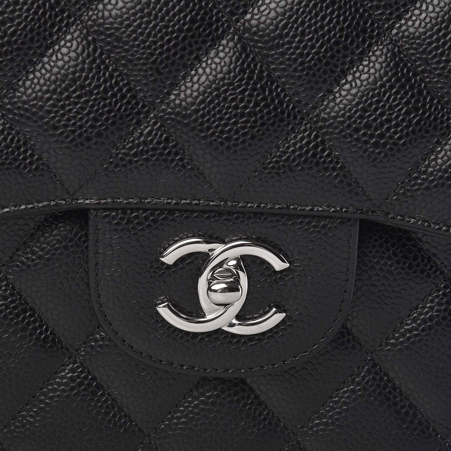 Caviar Quilted Jumbo Double Flap Black