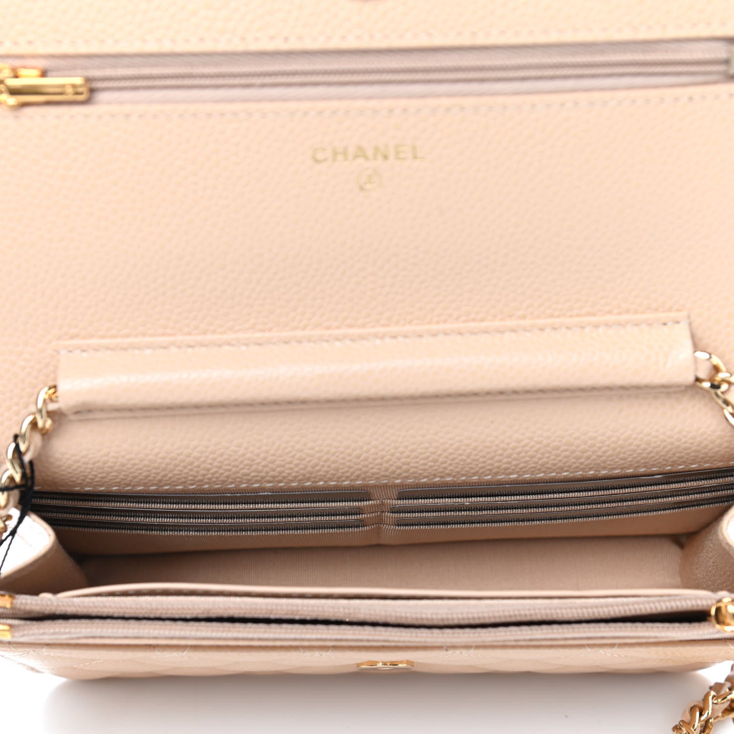 Chanel Caviar Quilted Wallet On Chain WOC Beige 4 of 4