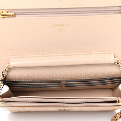 Chanel Caviar Quilted Wallet On Chain WOC Beige 4 of 4