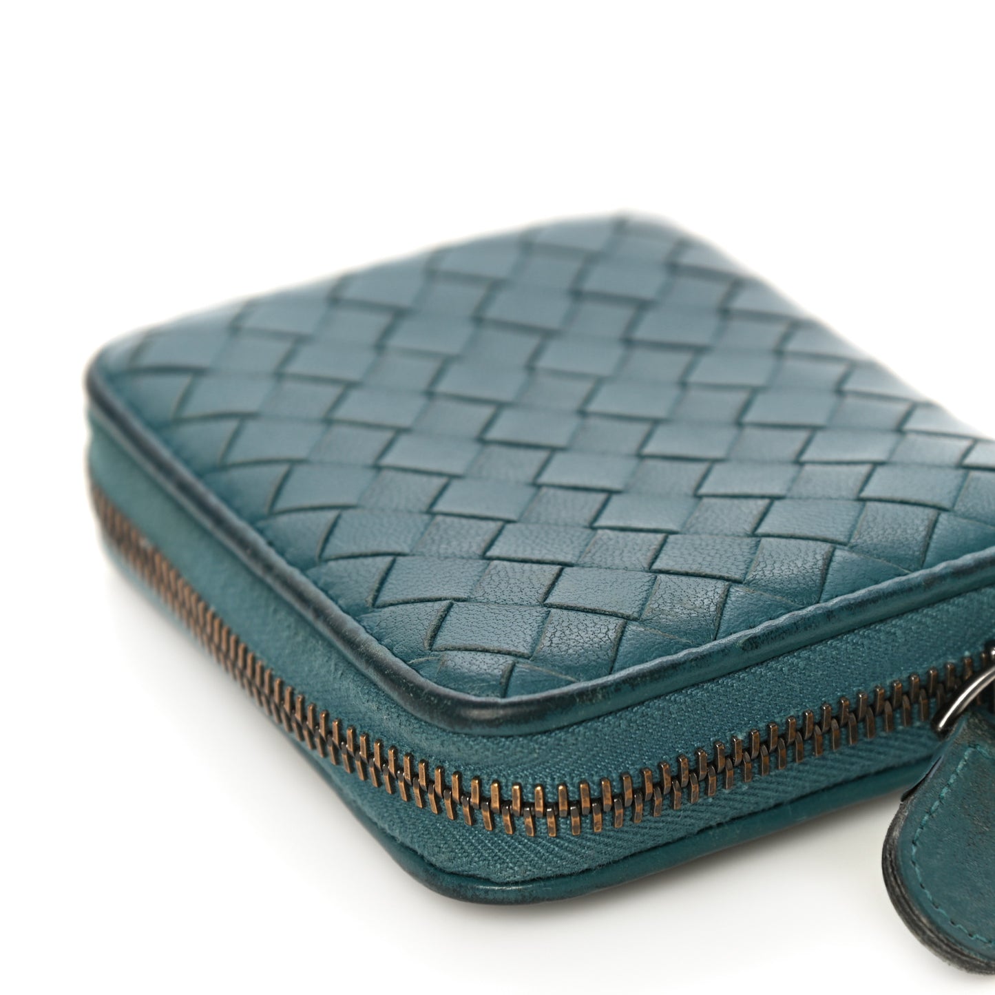 Nappa Intrecciato Zip Around Coin Purse Lagoon