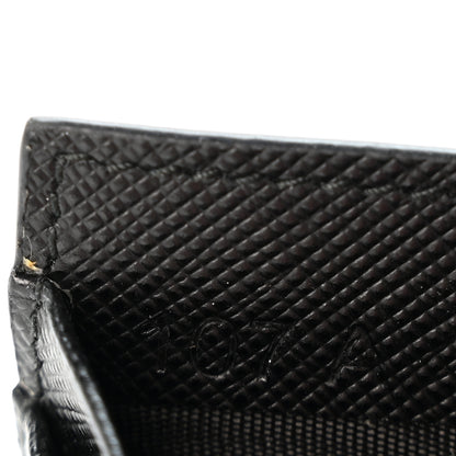 Prada Saffiano Metal Coin Case Card Holder Black 7 of 9