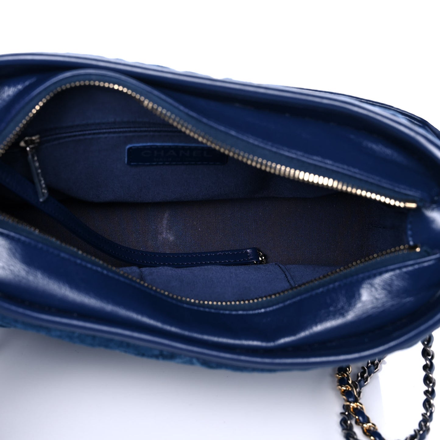 Denim Calfskin Quilted Small Gabrielle Logo Hobo Blue
