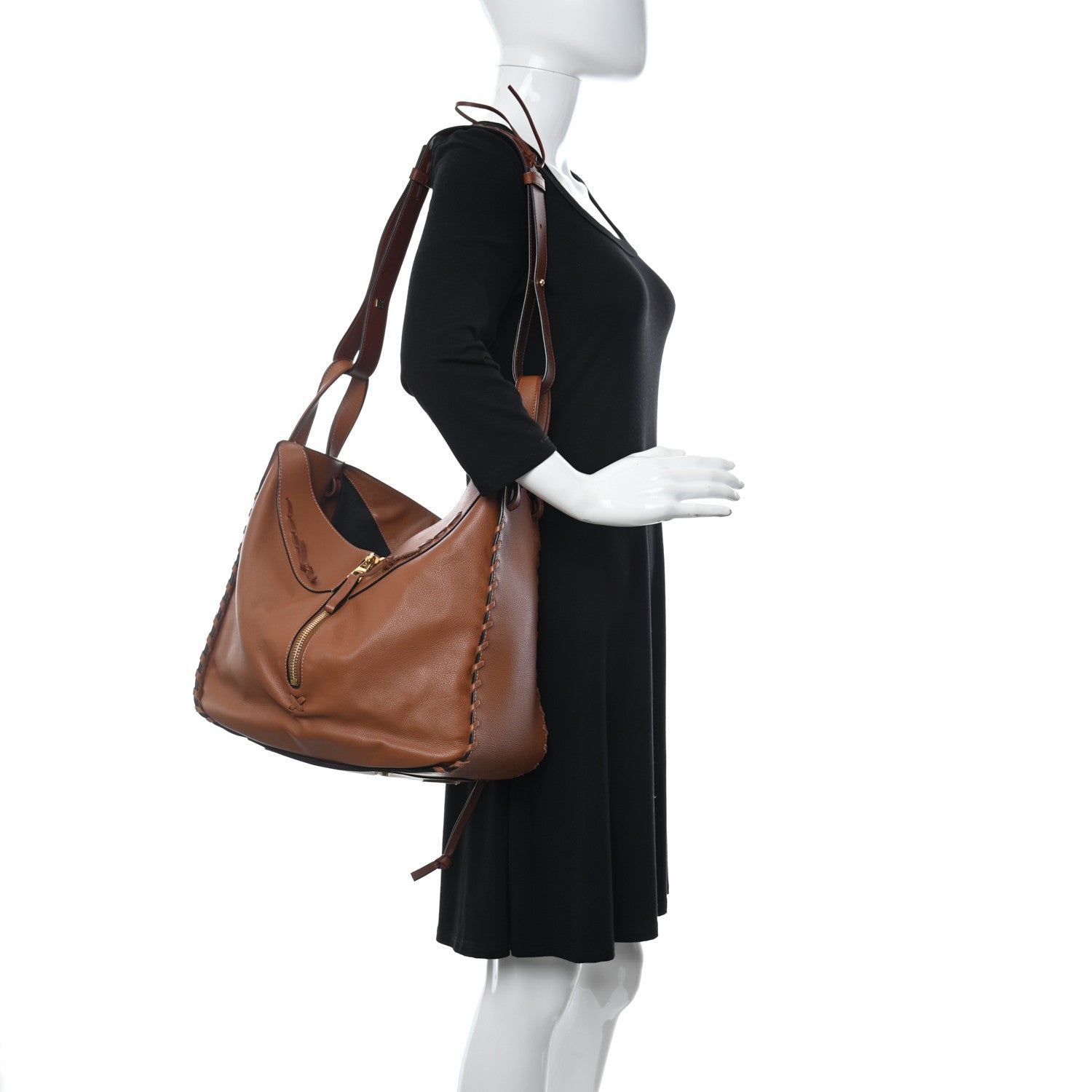 Loewe Calfskin Laced Hammock Shoulder Bag Tan 3 of 18