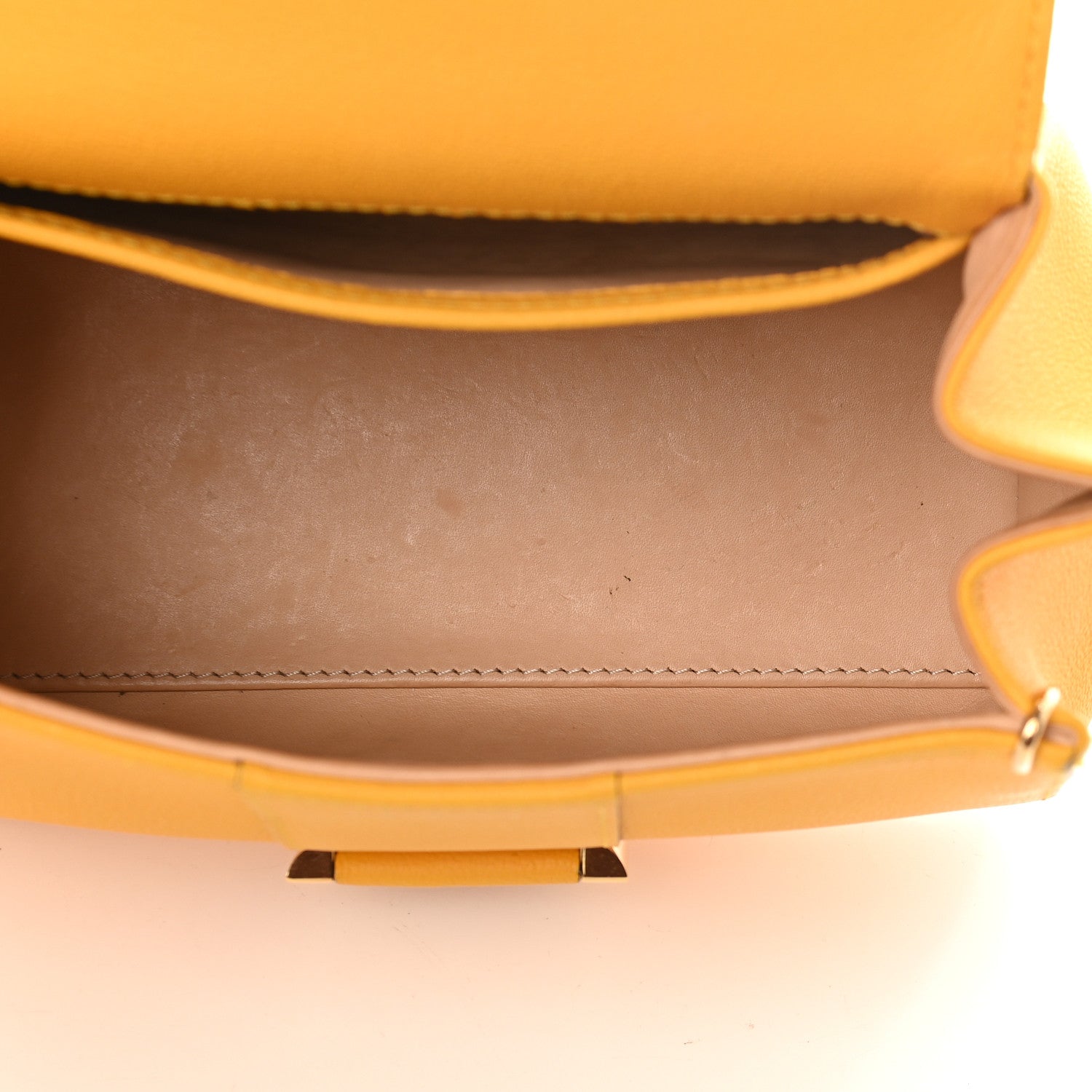 Delvaux Grained Calfskin Mini Brillant Satchel Yellow 5 of 9