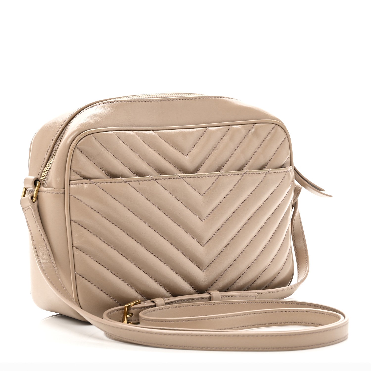 Saint Laurent Calfskin Matelasse Monogram Lou Camera Bag Dark Beige 3 of 10