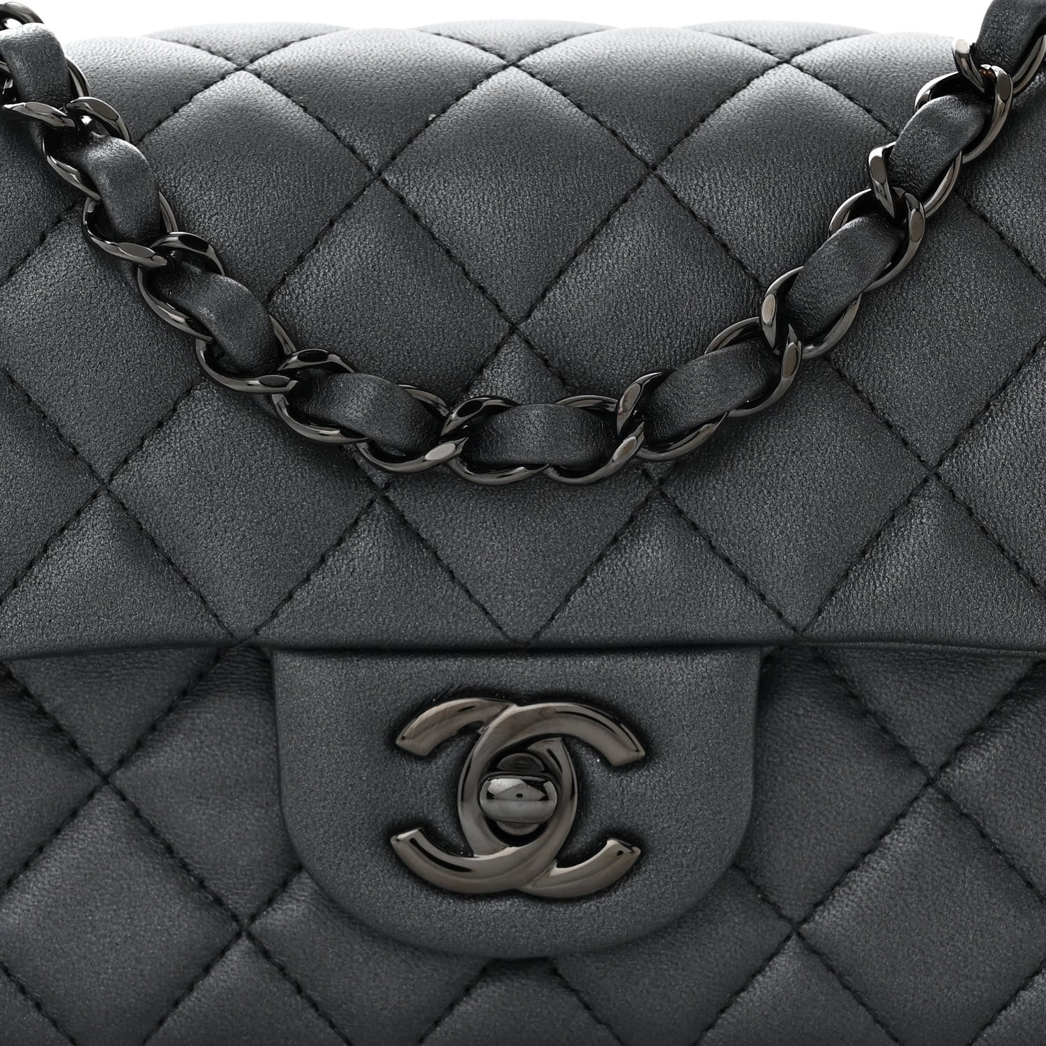 Chanel Pearly Lambskin Quilted Mini Rectangular Flap So Black 8 of 11