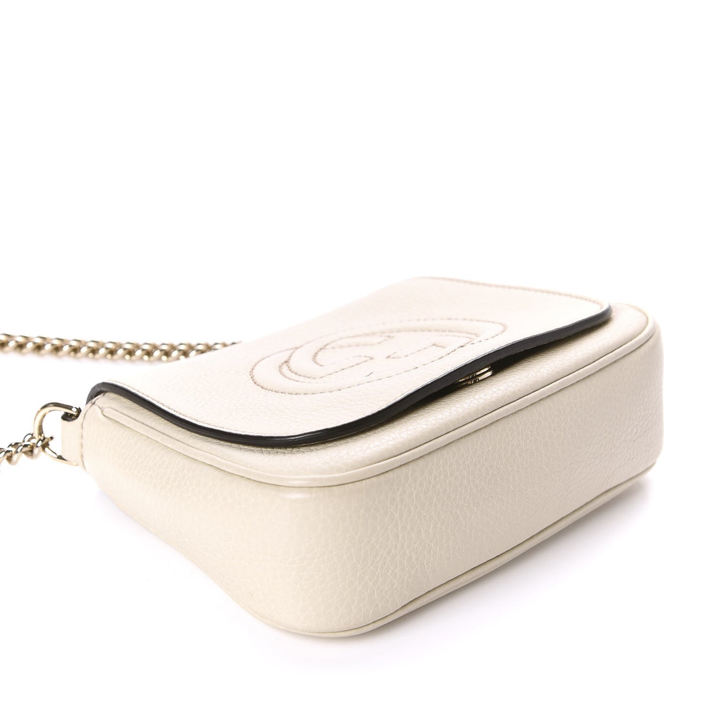 Pebbled Calfskin Small Soho Flap Crossbody Off White