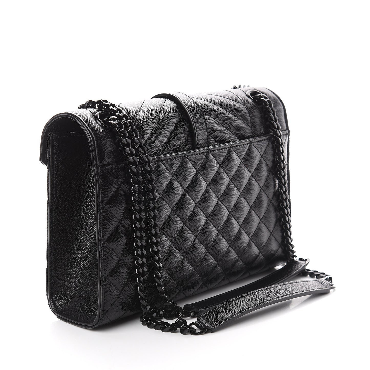 Grain De Poudre Textured Mixed Matelasse Triquilt Medium Monogram Satchel Black
