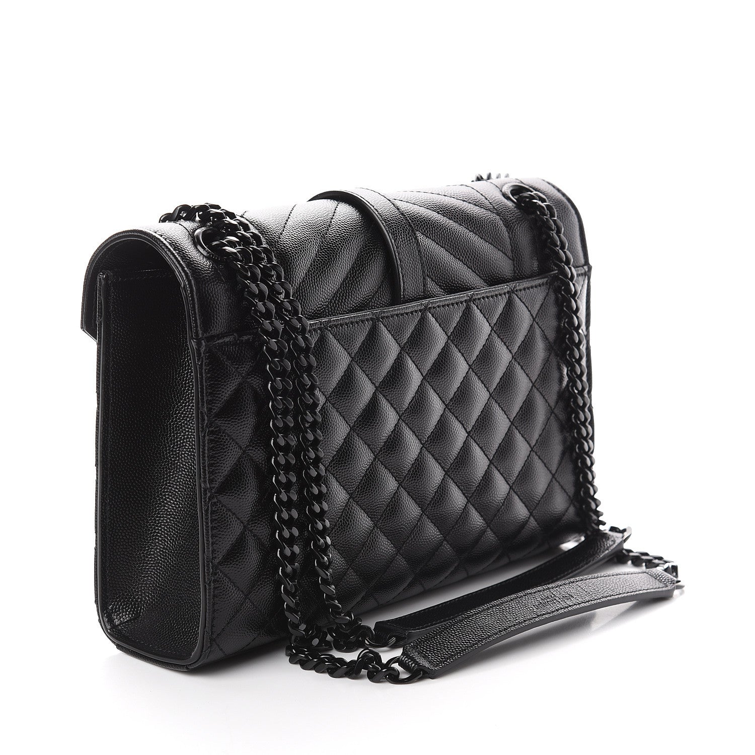 Saint Laurent Grain De Poudre Textured Mixed Matelasse Triquilt Medium Monogram Satchel Black 2 of 8