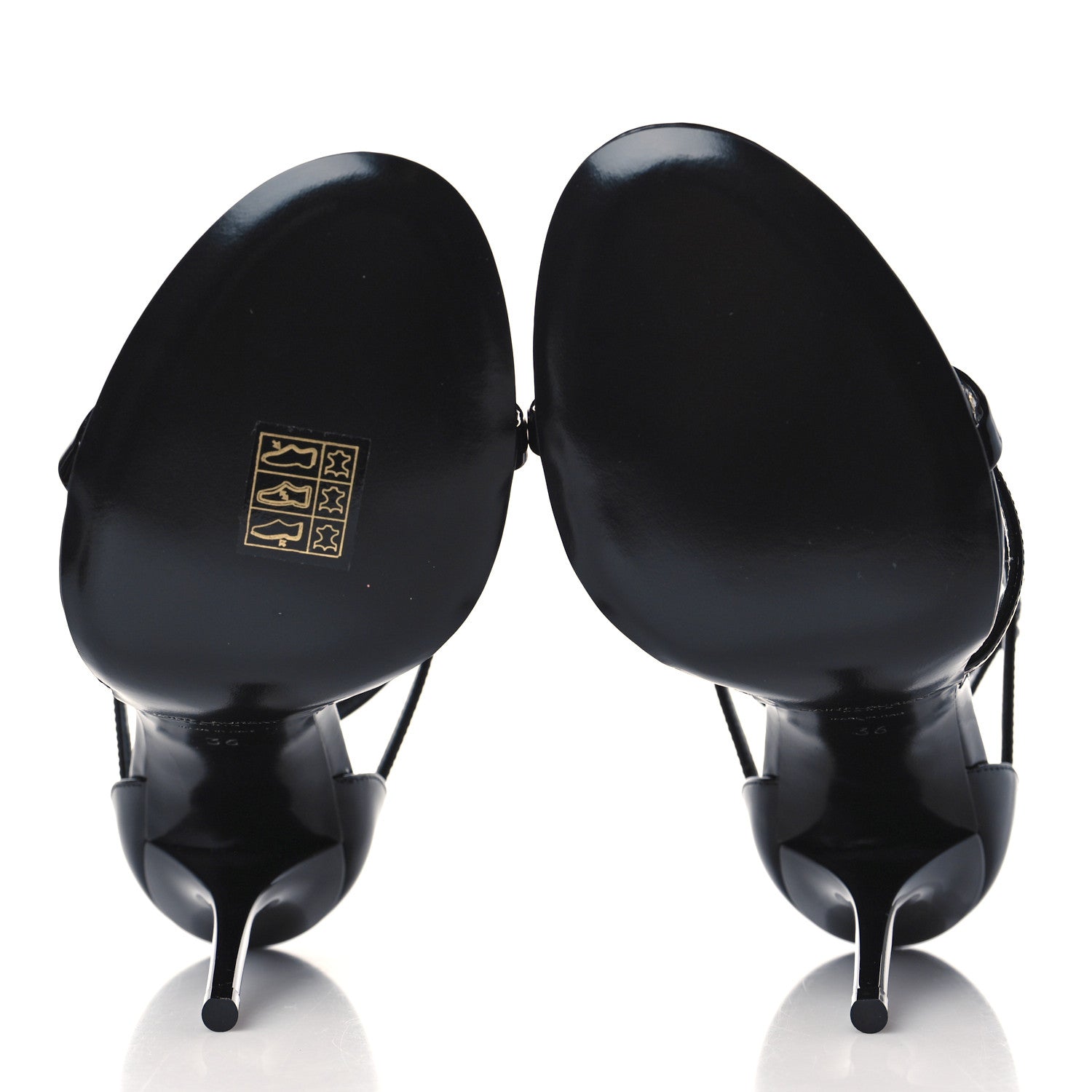 Saint Laurent Patent Calfskin Cassandra 100 Sandals 36 Black 6 of 10