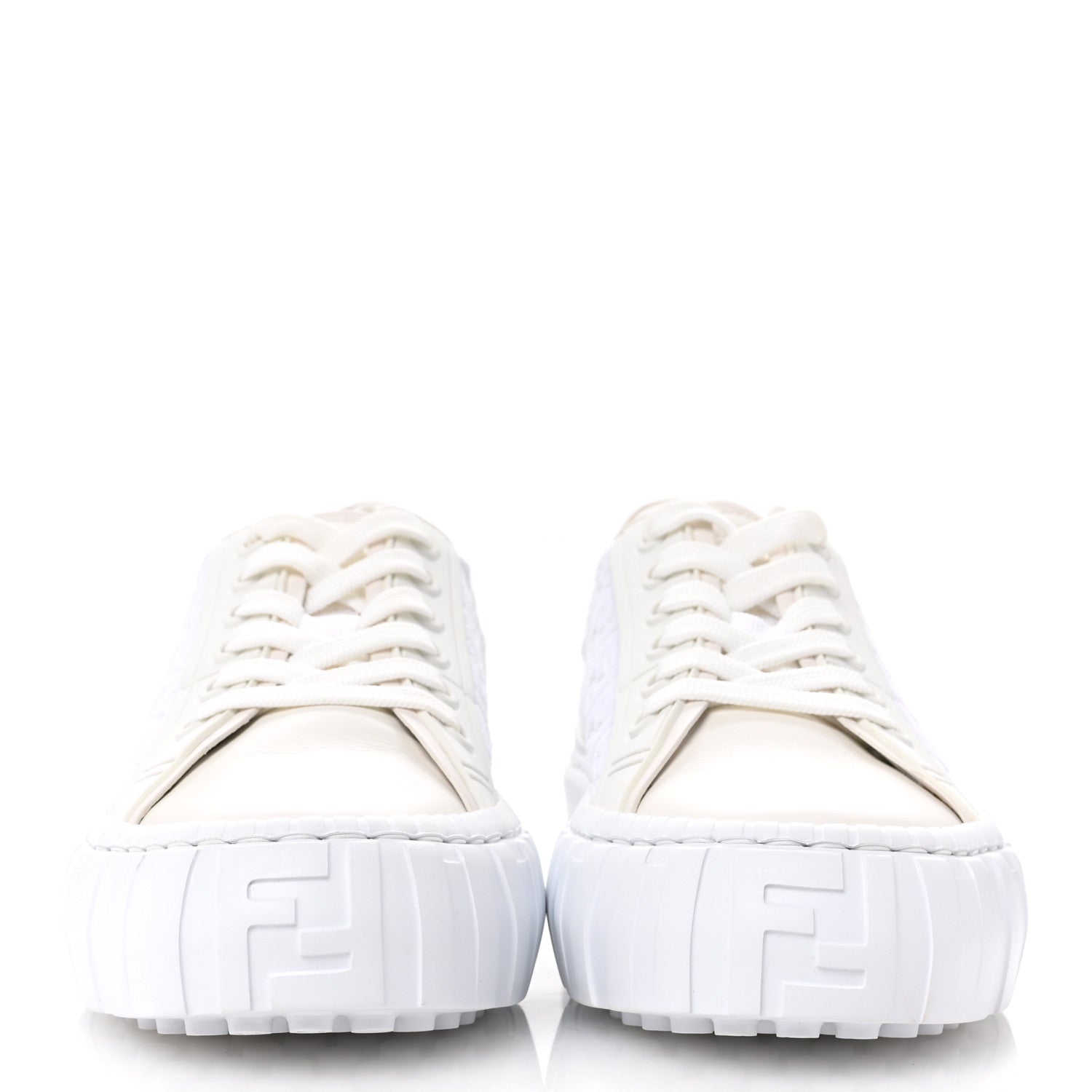 Fendi Velvet FF Calfskin Womens Fendi Force Low Top Sneakers 39.5 White 3 of 10