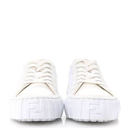 Fendi Velvet FF Calfskin Womens Fendi Force Low Top Sneakers 39.5 White 3 of 10