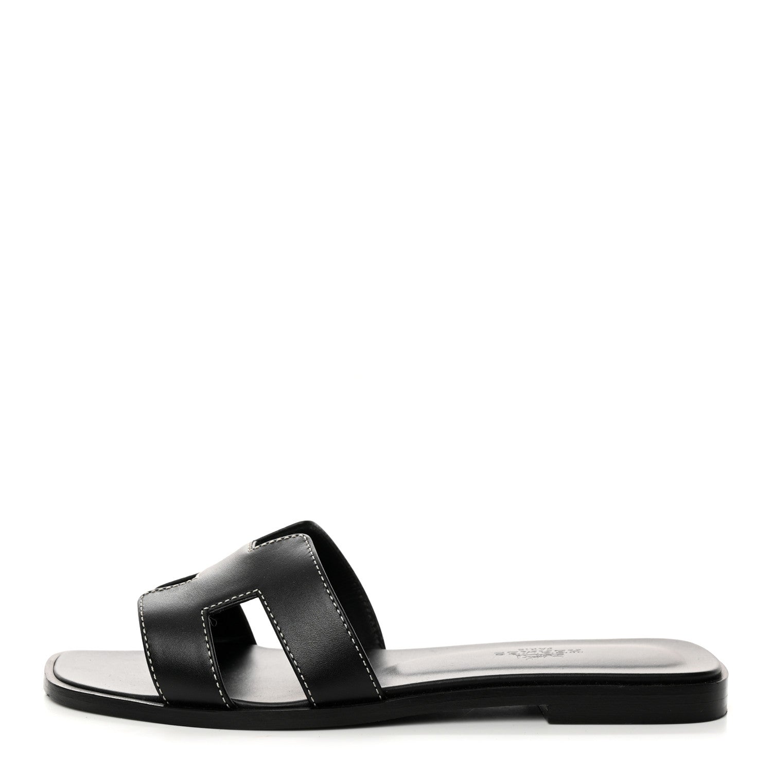 Hermes Box Calfskin Oran Sandals 35.5 Black 1 of 9
