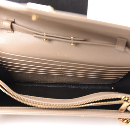 Saint Laurent Grain De Poudre Matelasse Chevron Monogram Chain Wallet Dark Beige 5 of 10