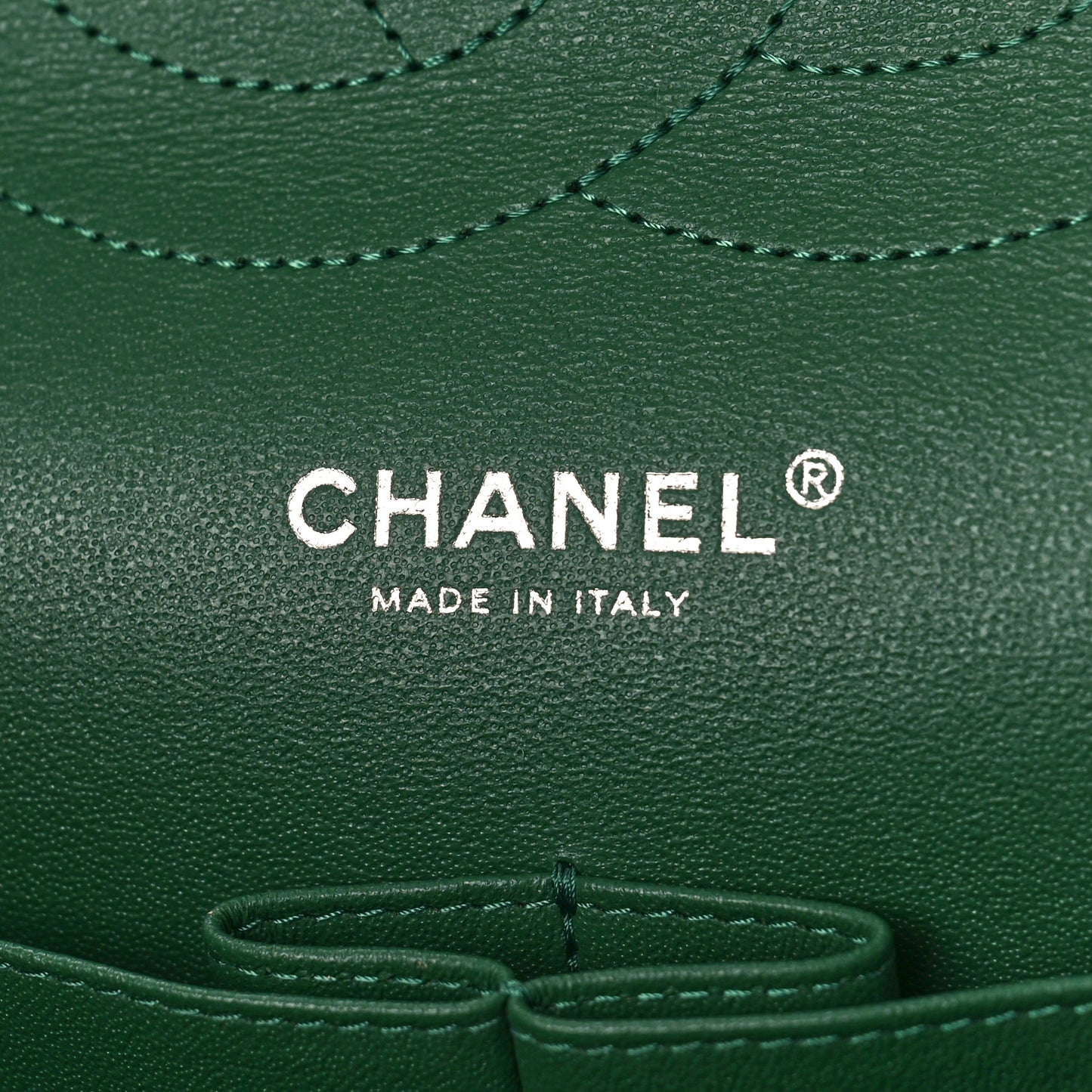Lambskin Quilted Jumbo Double Flap Green