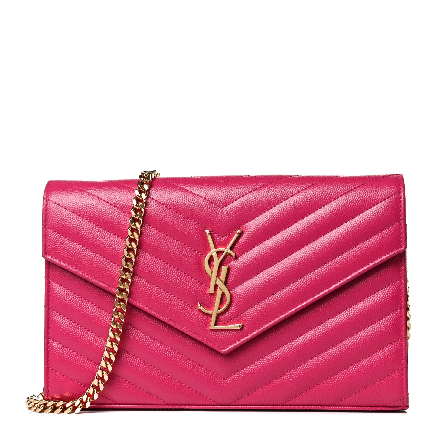 Grain De Poudre Matelasse Chevron Monogram Chain Wallet Bubblegum