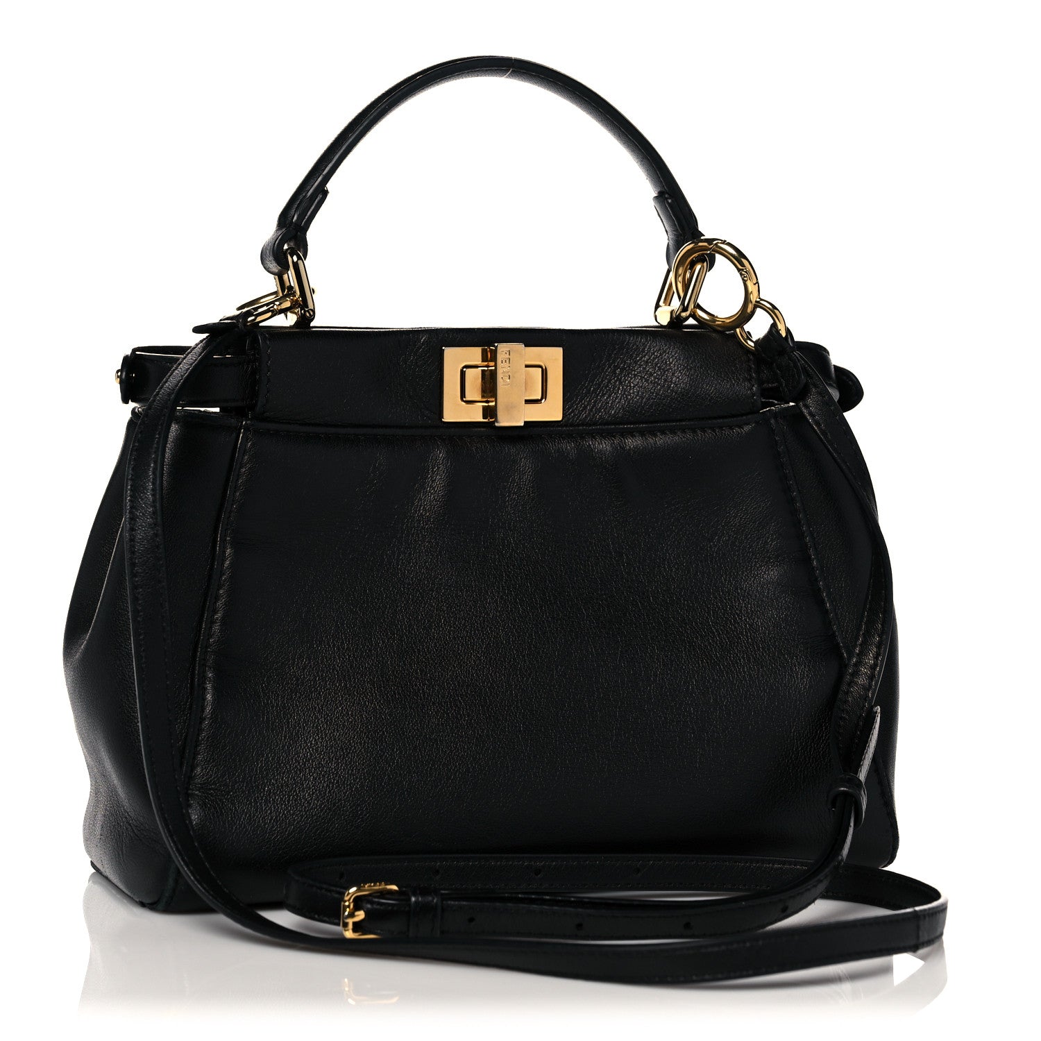 Fendi Nappa Mini Peekaboo Iconic Satchel Black 3 of 13