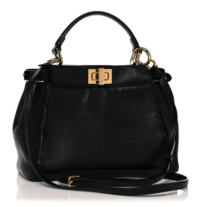 Fendi Nappa Mini Peekaboo Iconic Satchel Black 3 of 13