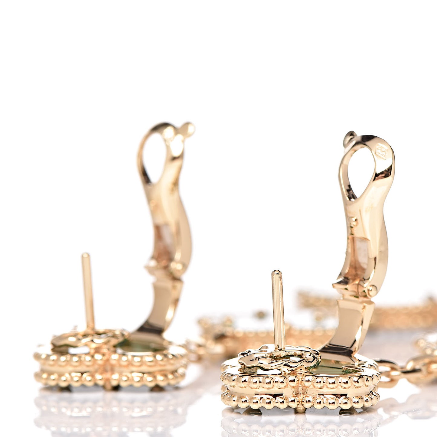 18K Yellow Gold Malachite 3 Motifs Magic Alhambra Earrings