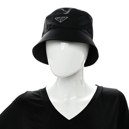 Prada Re-Nylon Metal Triangle Logo Womens Bucket Hat S Black 2 of 9