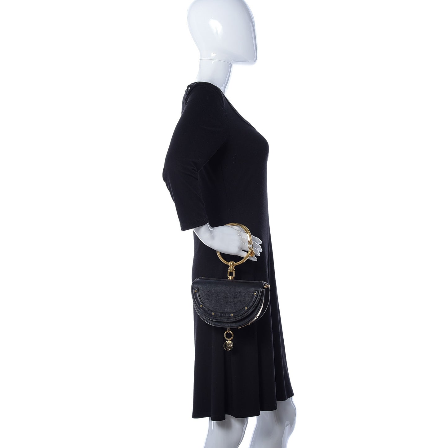 Calfskin Small Nile Bracelet Minaudiere Bag Black