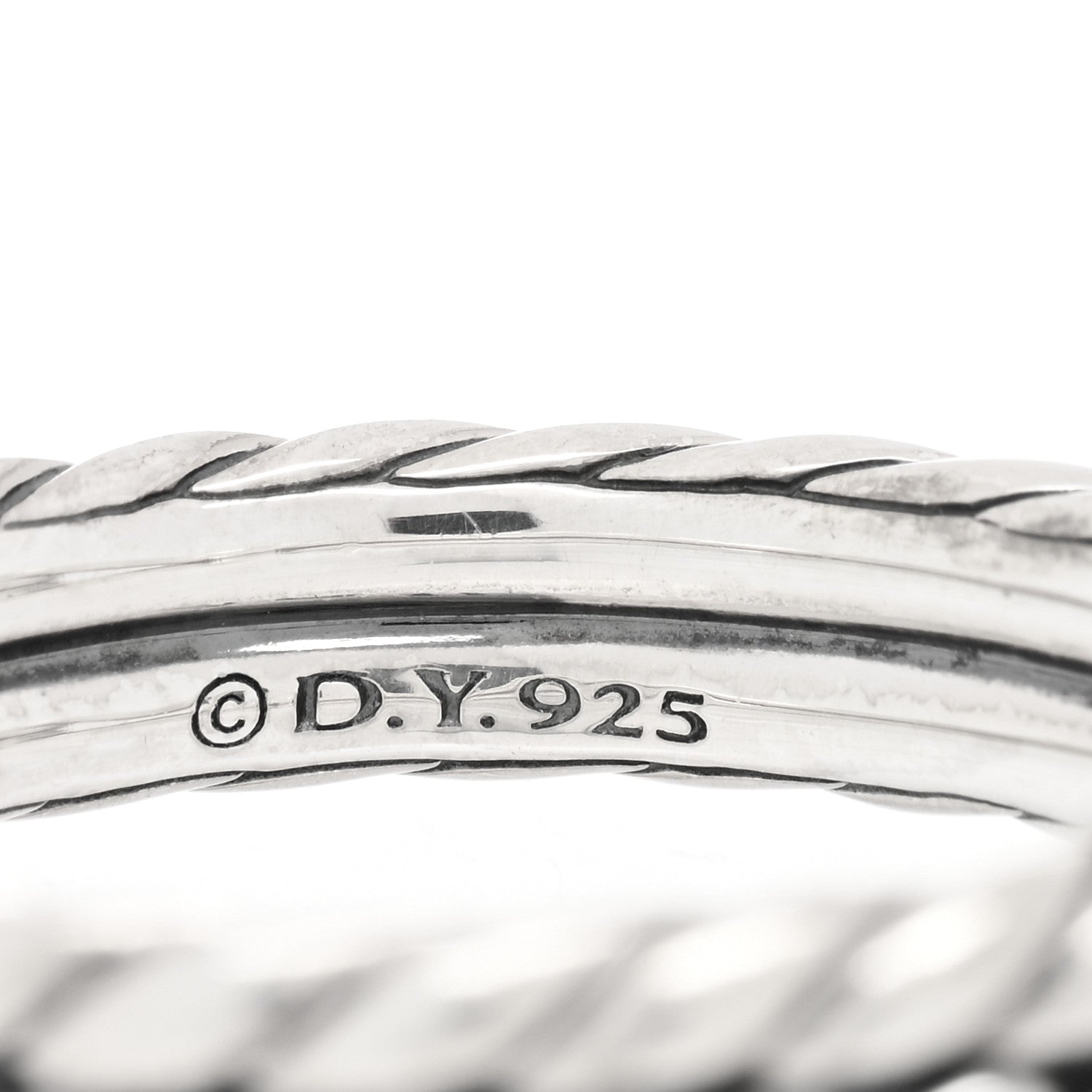 David Yurman Sterling Silver Diamond Thoroughbred Loop Ring 53 6.5 4 of 5