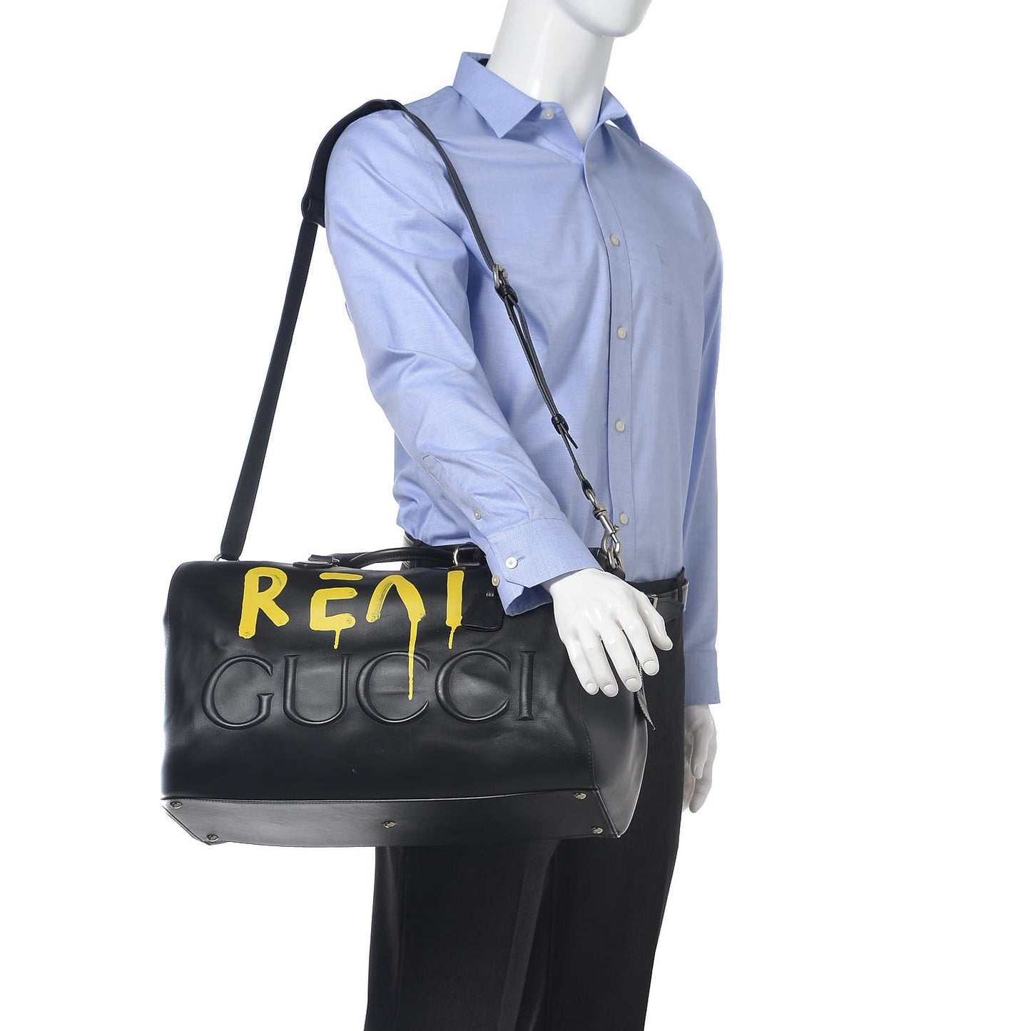 Calfskin GucciGhost Real Duffle Black Yellow