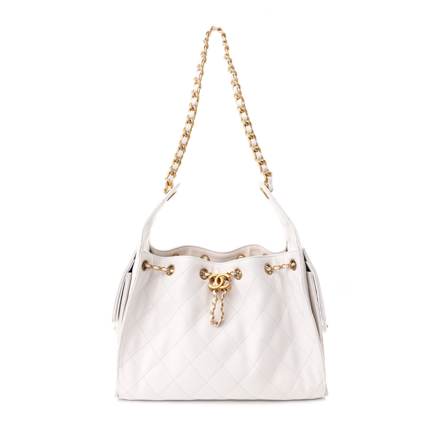 Caviar Quilted Small Chanel 25 Handbag White