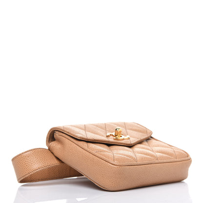 Chanel Caviar Quilted Flap Belt Bag Clutch 85 34 Beige 4 of 21