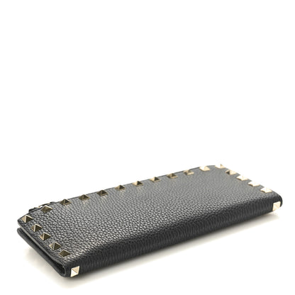 Valentino Garavani Pebbled Calfskin Rockstud Fold Zip Wallet Black 4 of 7