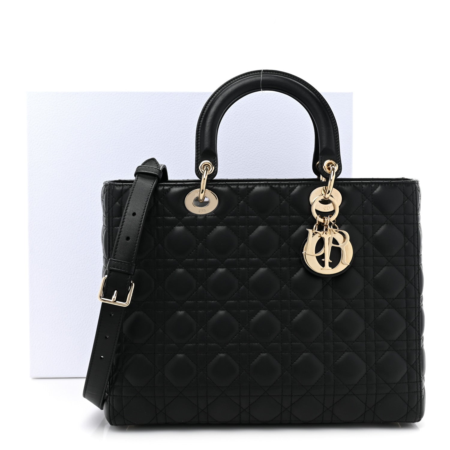 Christian Dior Lambskin Cannage Large Lady Dior Black 14 of 14