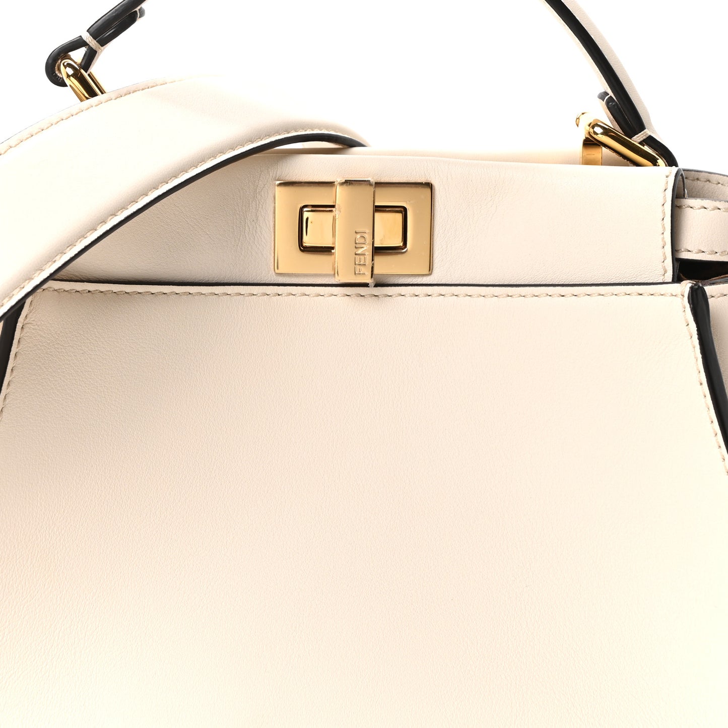 Vitello Seta Suede FF Mini Peekaboo Iconic Satchel  Uovo Sigaro Marrone