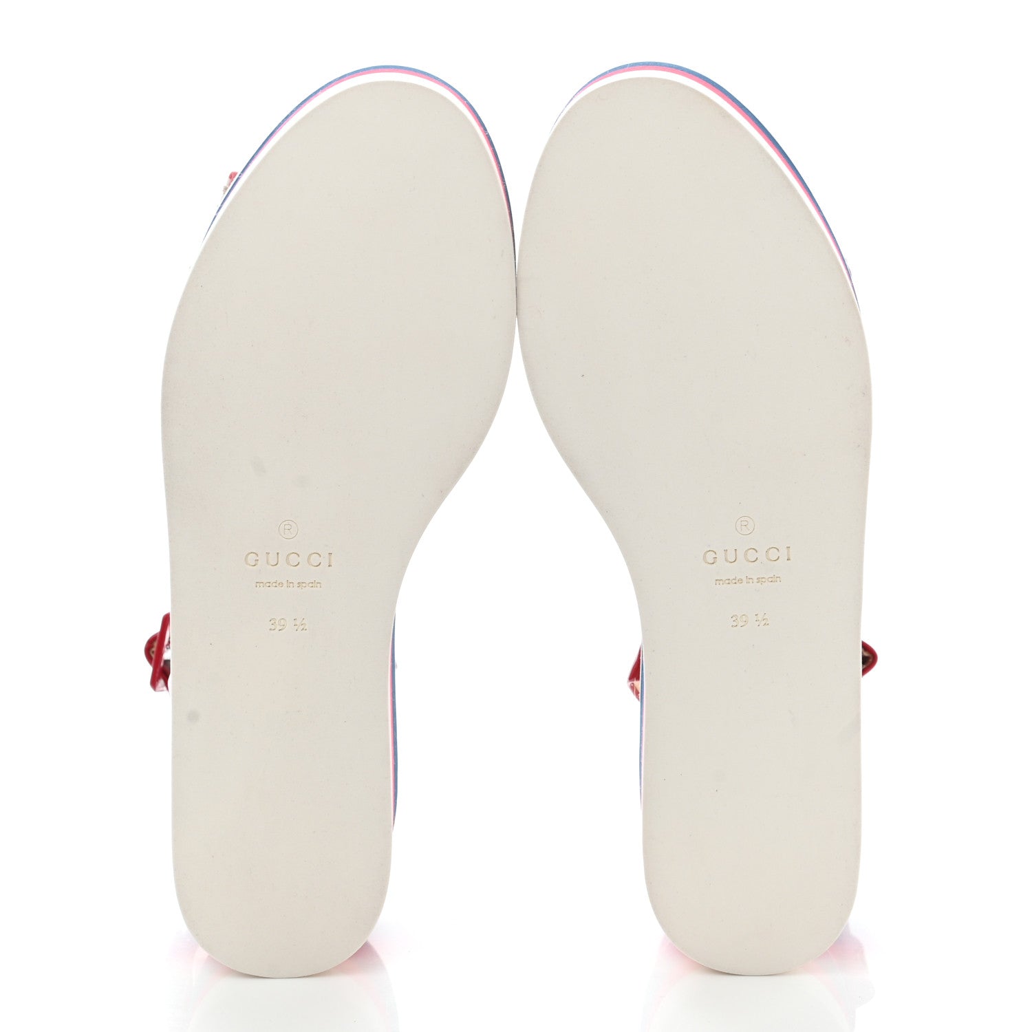 Gucci Patent Cotton Gingham Sefir Espadrille Platform Sandals 39.5 Red White 5 of 11