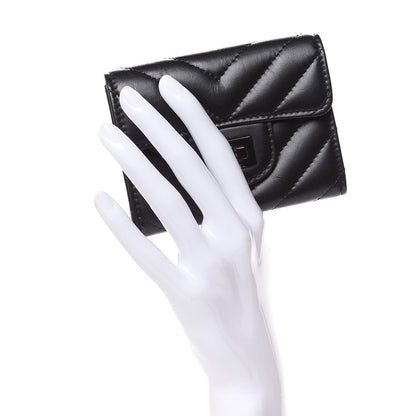 Chanel Aged Calfskin Chevron Quilted Reissue Card Holder Wallet So Black 2 of 8
