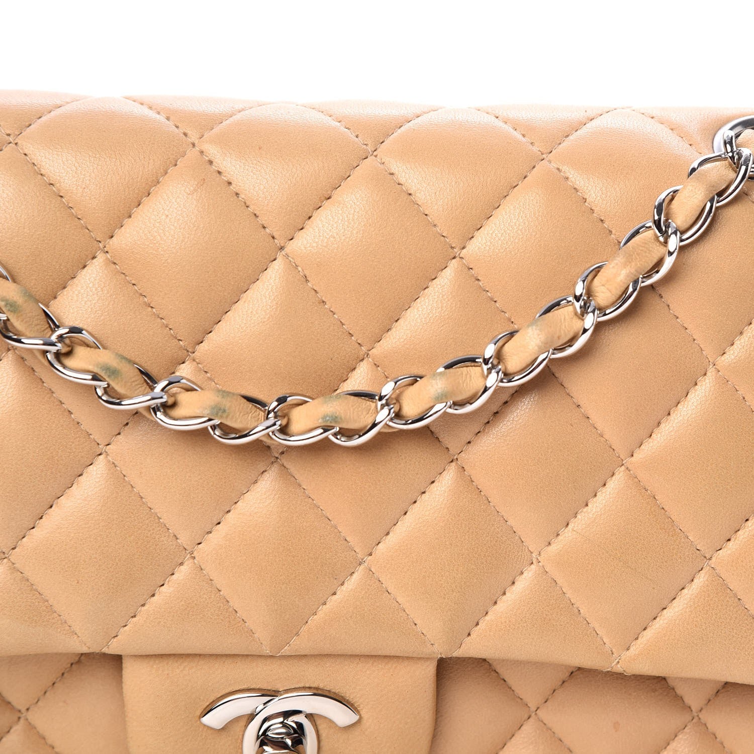 Chanel Lambskin Quilted Medium Double Flap Beige 13 of 19