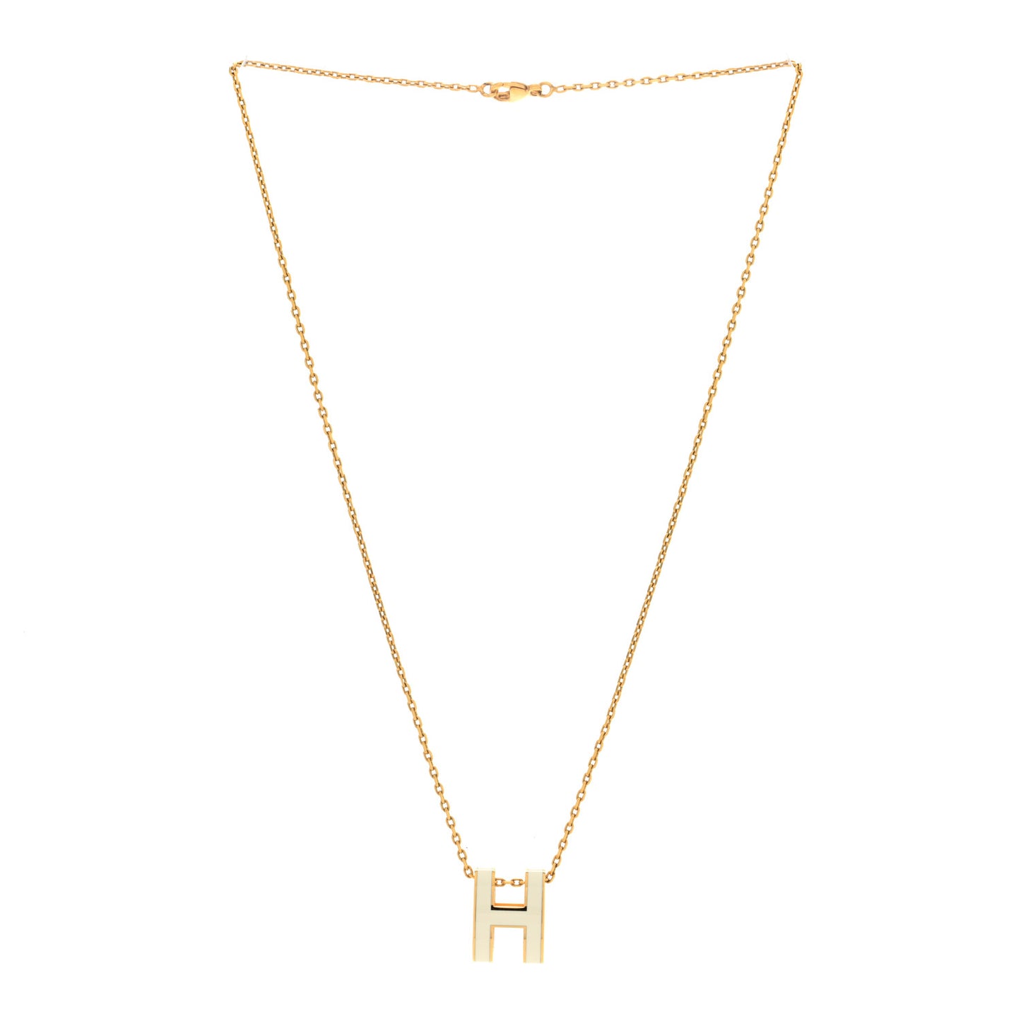 Lacquered Gold Pop H Pendant Necklace White